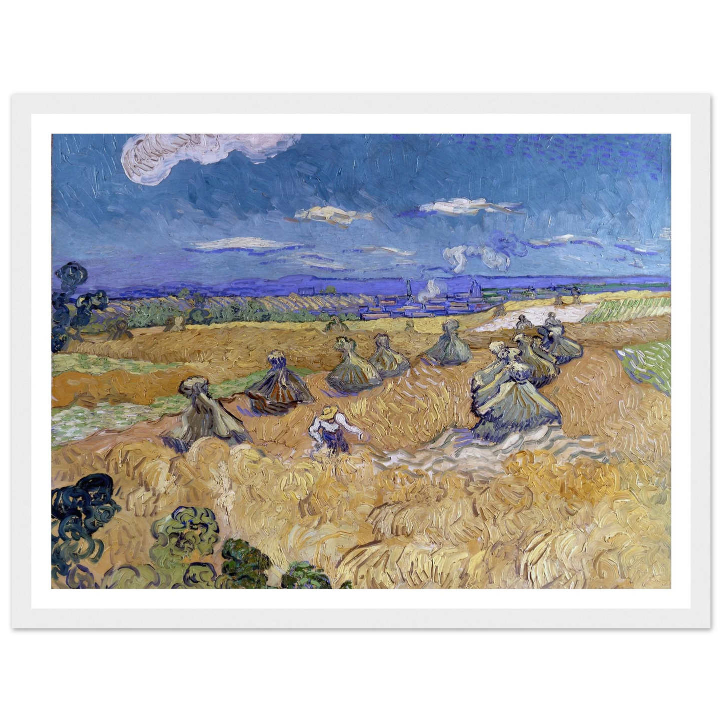 Wheat Fields with Reaper, Auvers Art Print | Vincent van Gogh-Quipham Collections