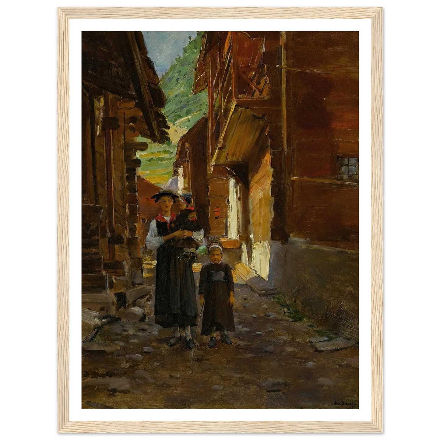 Jeune Femme Et Enfants Dans Un Paysage De Montagne Art Print | Jean Beraud-Quipham Collections