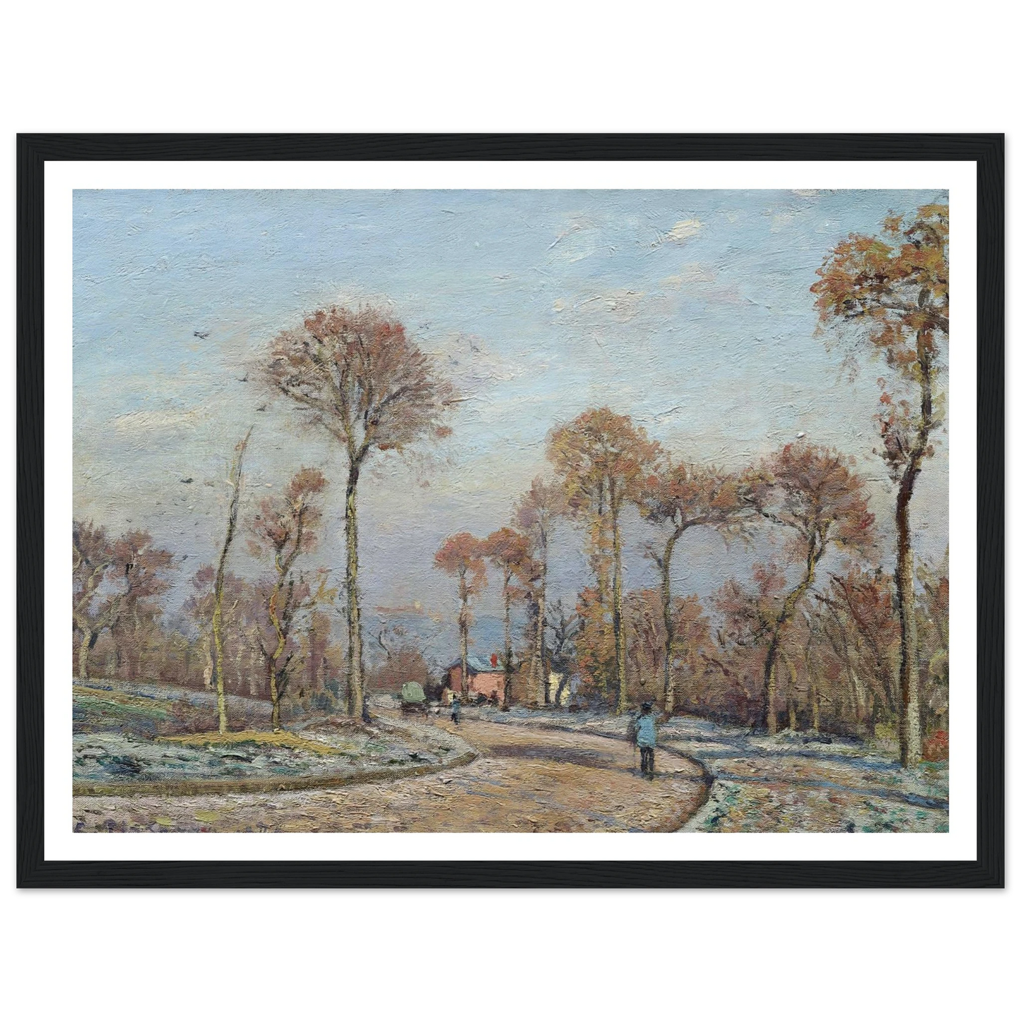 The Road to Versailles, Louveciennes,Morning Frost (1871) Art Print | Camille Pissarro-Quipham Collections