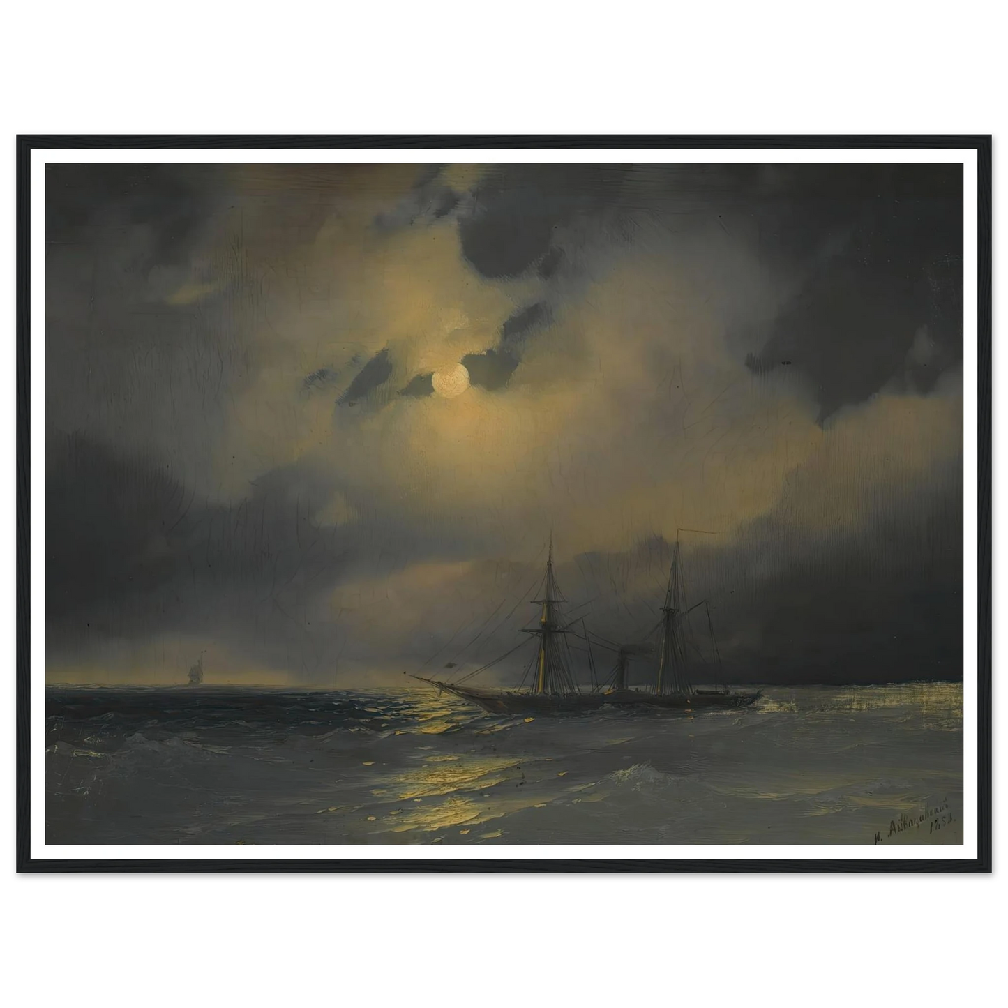 Shipping In Moonlight (1853) Art Print | Ivan Konstantinovich Aivazovsky-Quipham Collections