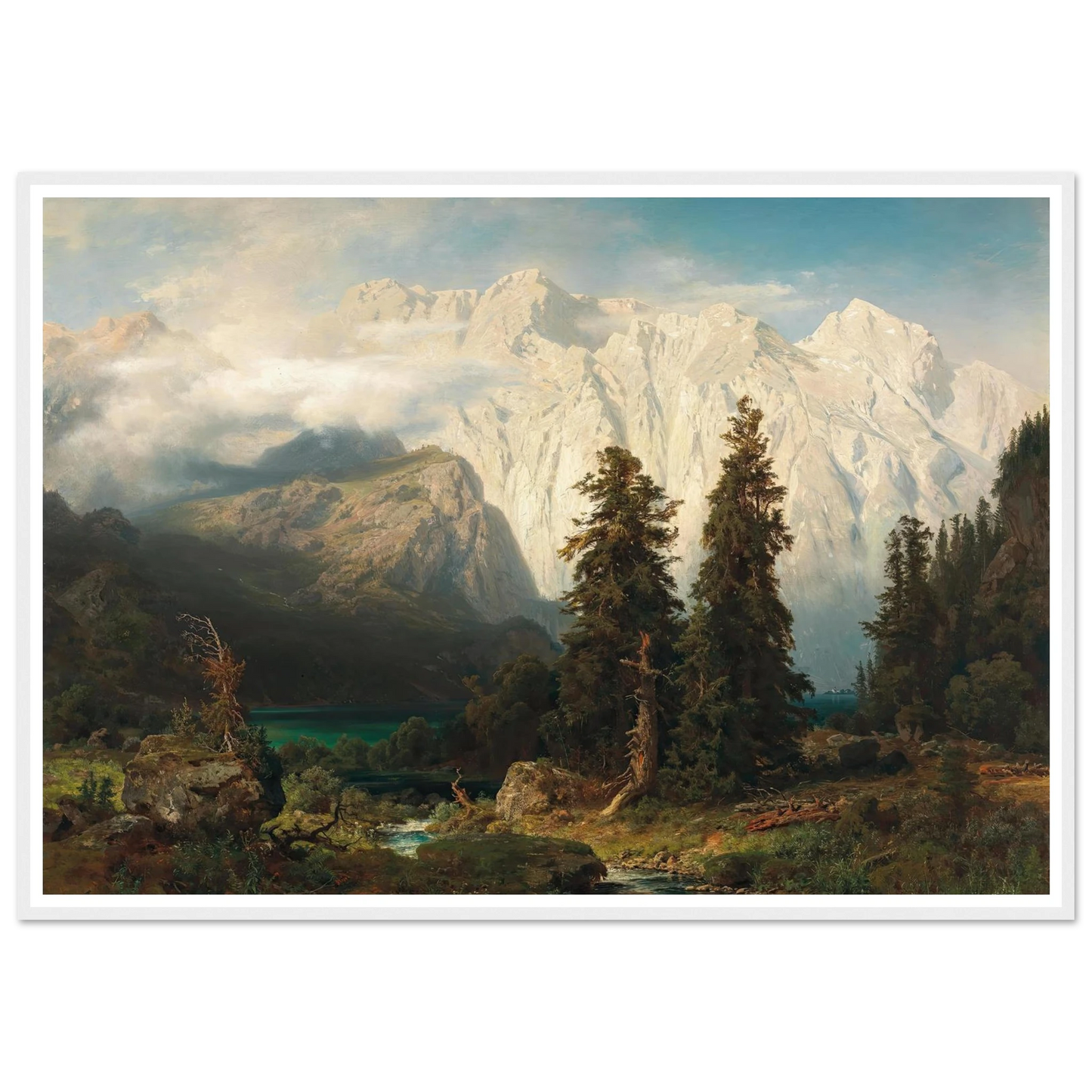 A View of the Watzmann Mountain and Lake Königssee (1856) Art Print | August Wilhelm Leu-Quipham Collections