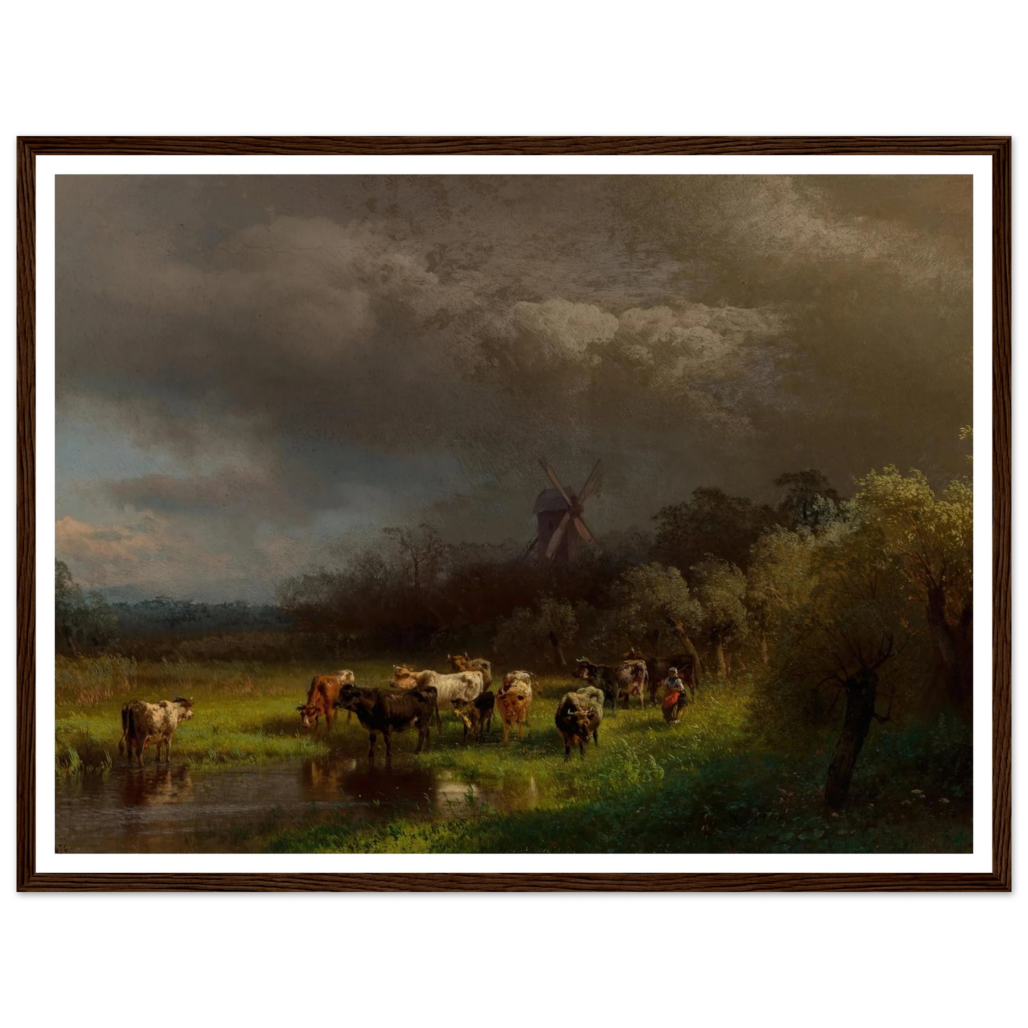 Landscape with a Windmill (1876) Art Print | Hermann Ottomar Herzog-Quipham Collections