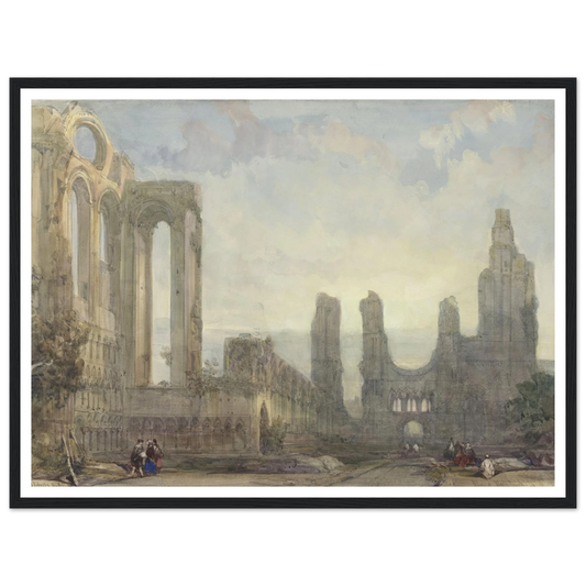 Abdijruïne van Aberbrothwick bij avond (1848) Art Print | David Roberts - Framed Poster - 30x40 cm / 12x16″ - Black frame