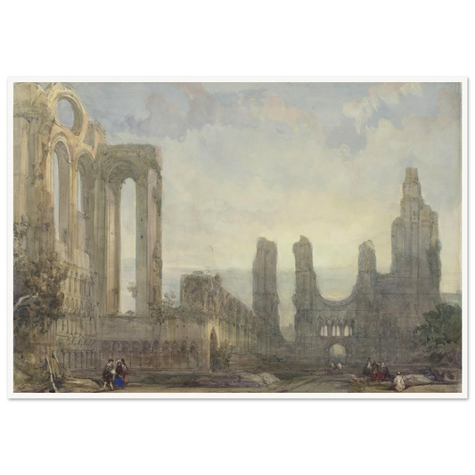 Abdijruïne van Aberbrothwick bij avond (1848) Art Print | David Roberts - Framed Poster - 30x40 cm / 12x16″ - Black frame