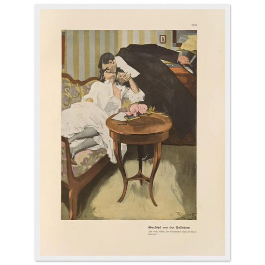 Abschied von der Geliebten (1908) Art Print | Ferdinand Freiherr von Reznicek - Framed Poster - 30x40 cm / 12x16″ - Black frame