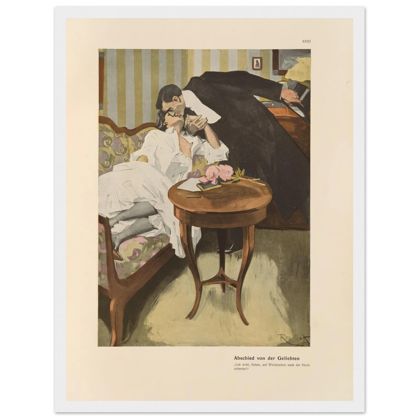 Abschied von der Geliebten (1908) Art Print | Ferdinand Freiherr von Reznicek - Framed Poster - 30x40 cm / 12x16″ - Black frame