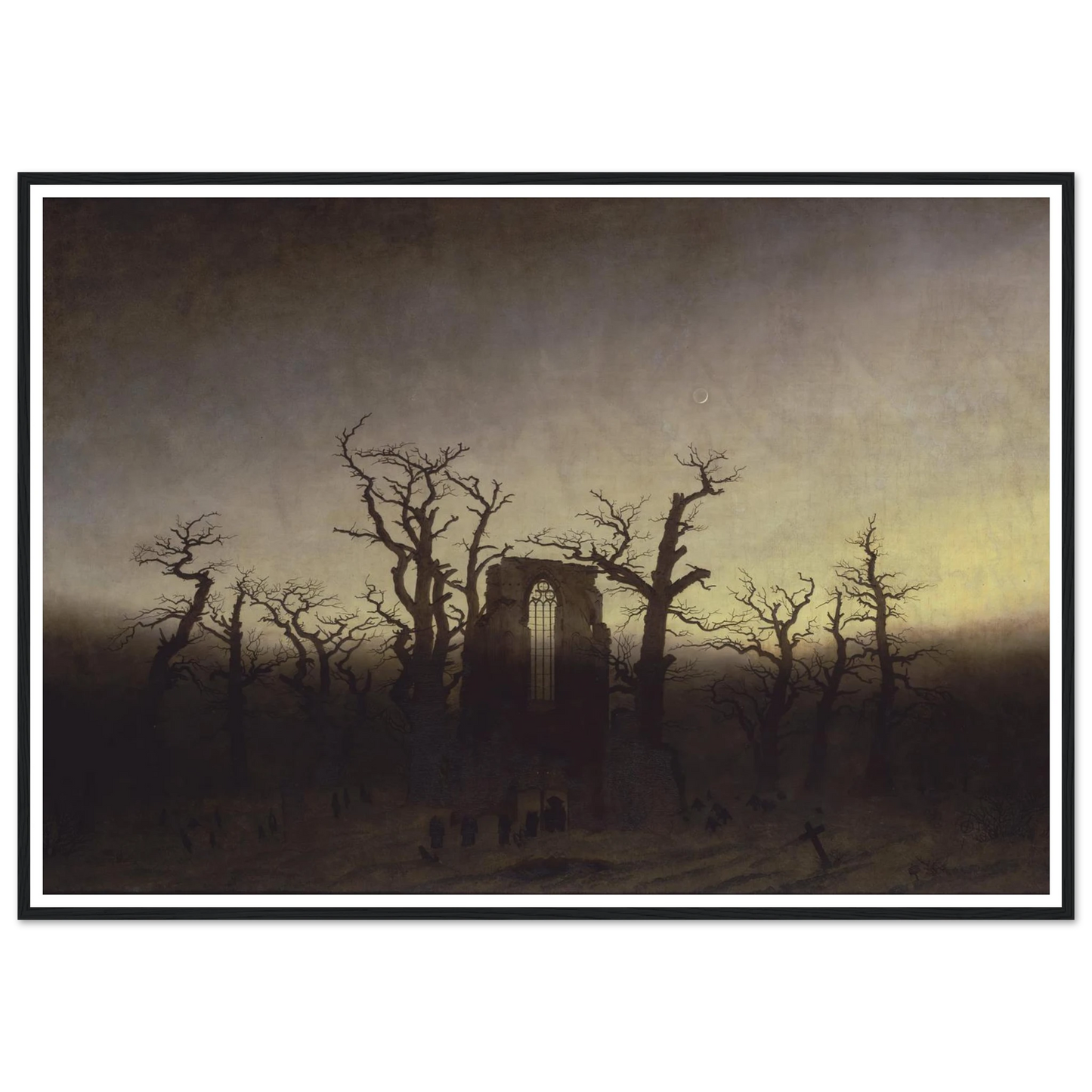 Abtei im Eichwald Art Print | Caspar David Friedrich - Framed Poster - 30x40 cm / 12x16″ - Black frame