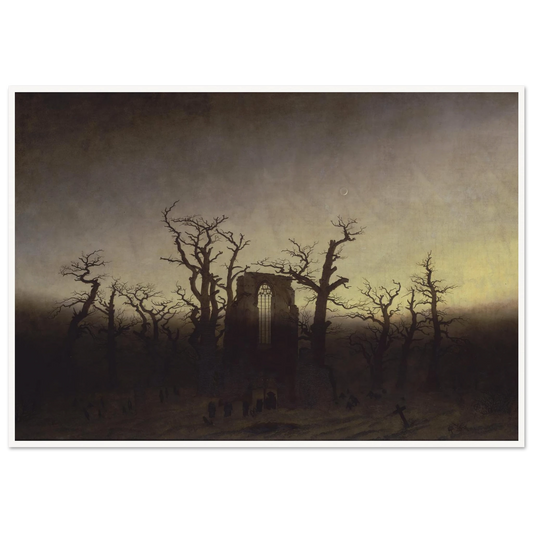 Abtei im Eichwald Art Print | Caspar David Friedrich - Framed Poster - 30x40 cm / 12x16″ - Black frame
