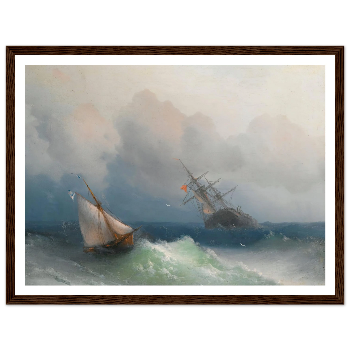 Two Ships At Sea (1863) Art Print | Ivan Konstantinovich Aivazovsky-Quipham Collections