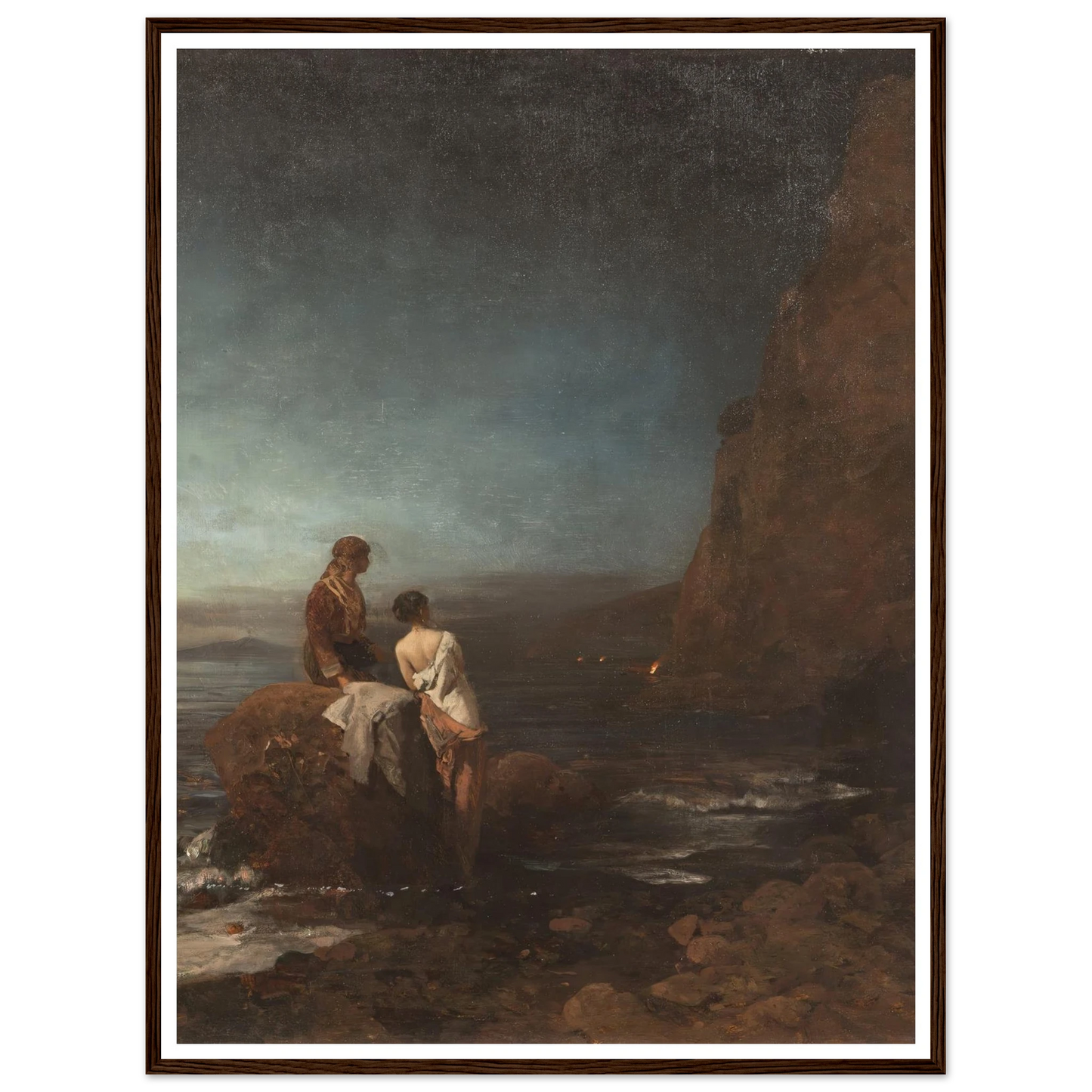 Night by the beach of Naples (1880) Art Print | Oswald Achenbach-Quipham Collections
