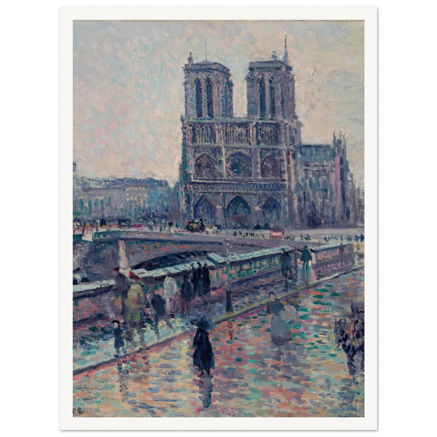 Bords de la Seine avec Notre-Dame sous la pluie (1900) Art Print | Maximilien Luce-Quipham Collections