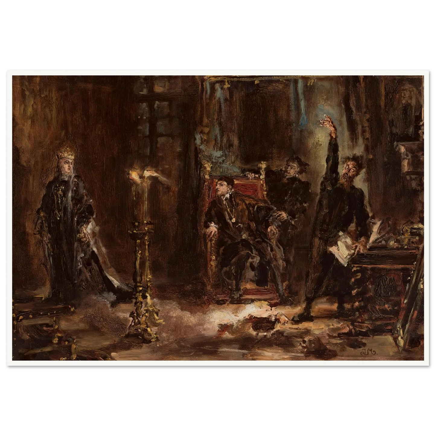 Twardowski conjuring the spirit of Barbara for Sigismund Augustus, sketch (1884) Art Print | Jan Matejko-Quipham Collections