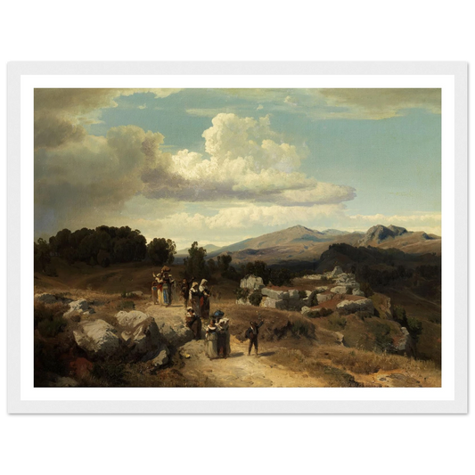 Sunday walk in the Roman countryside (1882) Art Print | Oswald Achenbach-Quipham Collections