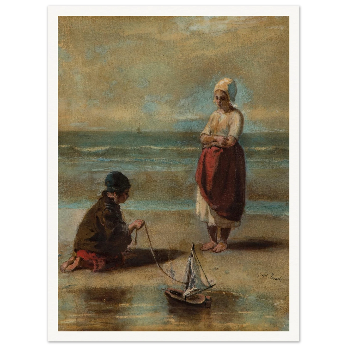 Children at the Seashore (1860s) Art Print | Jozef Israels-Quipham Collections