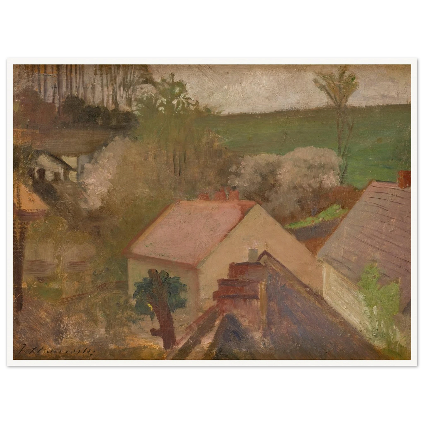 Countryside Landscape with Houses (1904-1908) Art Print | Jacek Malczewski-Quipham Collections
