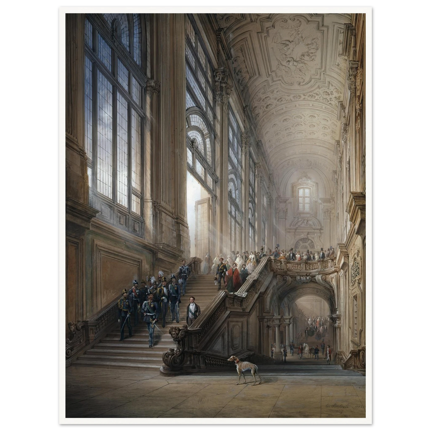 King Victor Emanuel II and Camillo Cavour at the opening of the’ Senato Subalpino’ (1853) Art Print | Carlo Bossoli-Quipham Collections