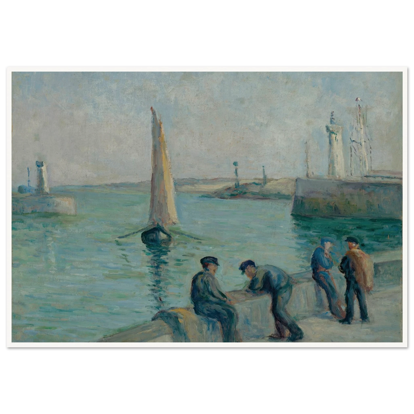 Honfleur, Pêcheurs sur le Port Art Print | Maximilien Luce-Quipham Collections