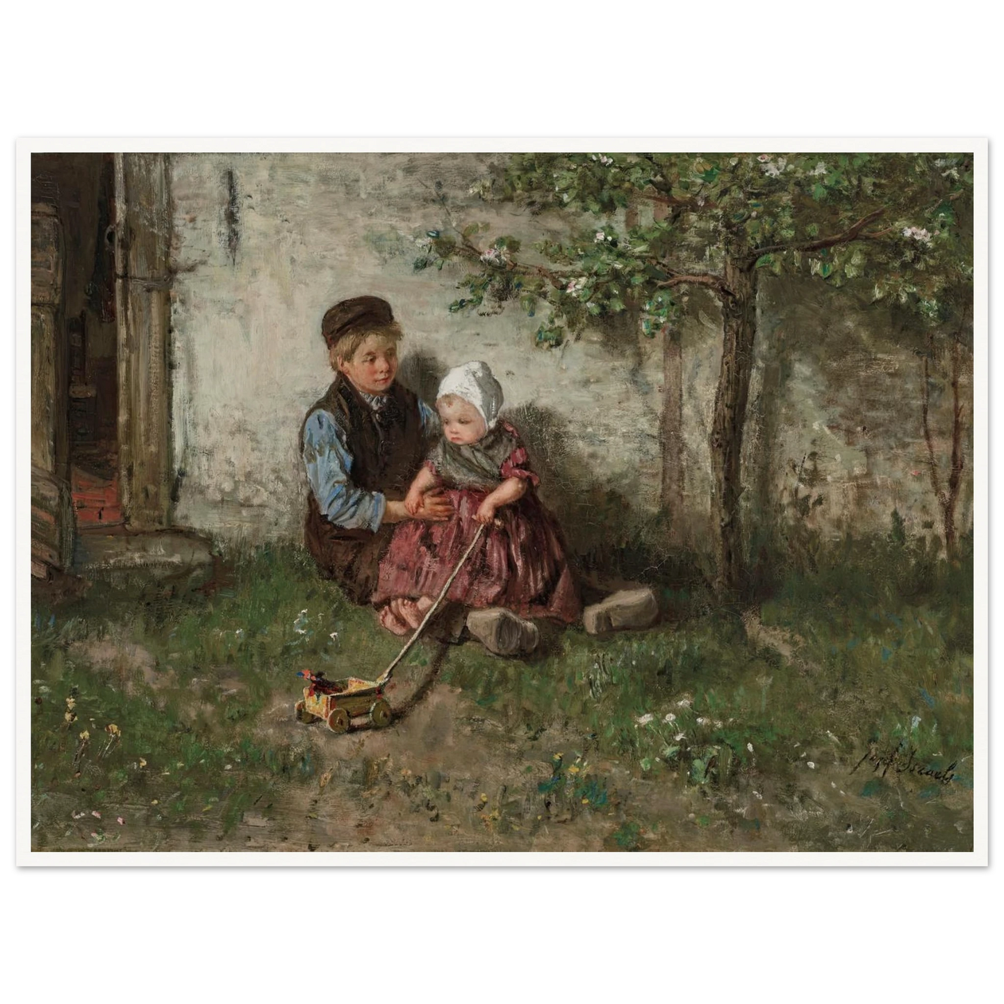 Children Playing with a Toy Wagon Art Print | Jozef Israels-Quipham Collections