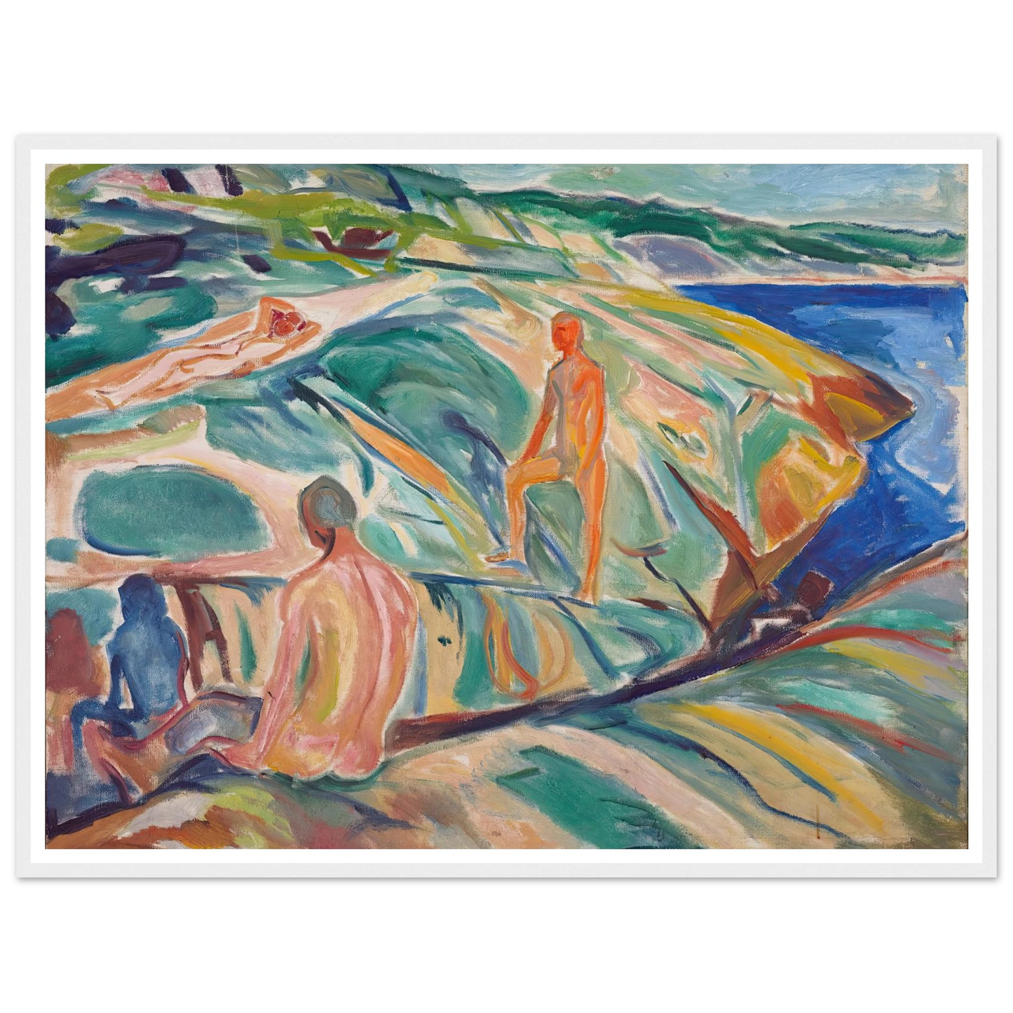 Bathing Men on Rocks (1915) Art Print | Edvard Munch-Quipham Collections