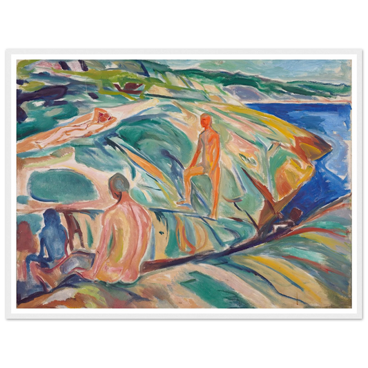 Bathing Men on Rocks (1915) Art Print | Edvard Munch-Quipham Collections