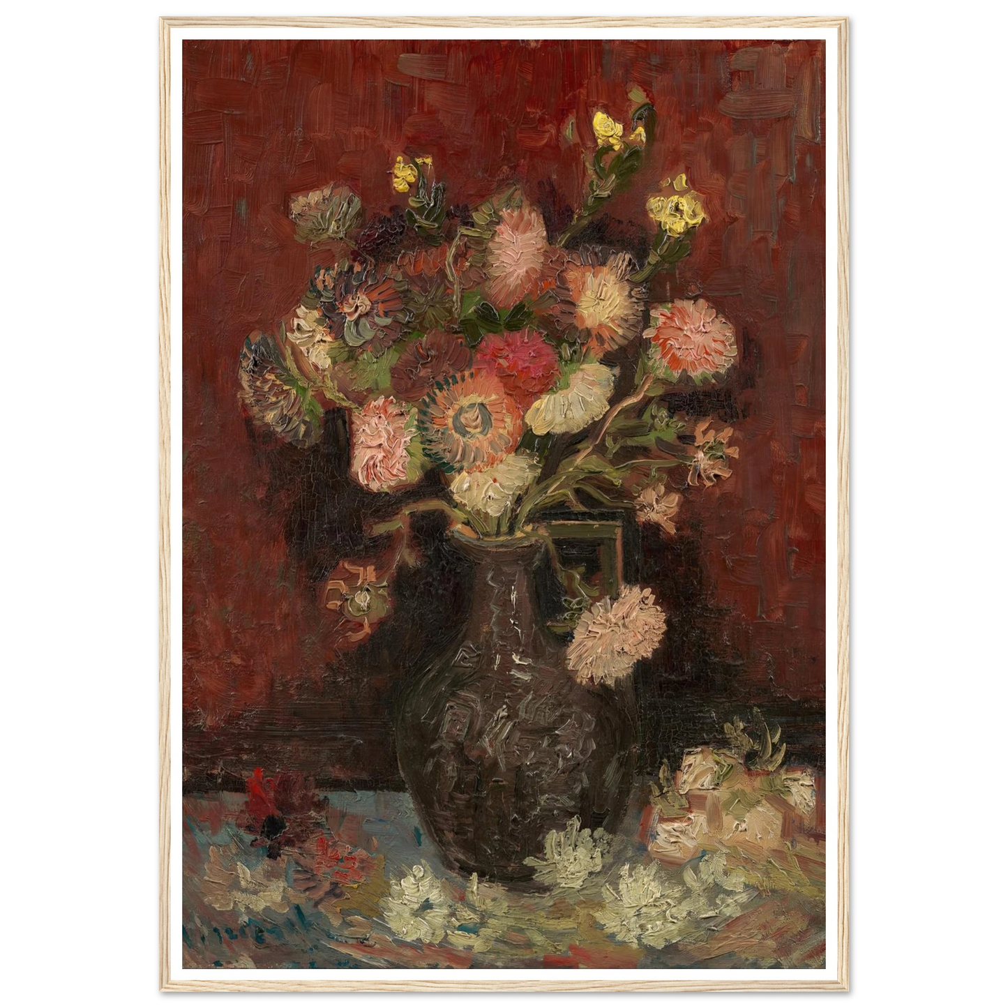 Vase with Chinese asters and gladioli (1886) Art Print | Vincent van Gogh-Quipham Collections