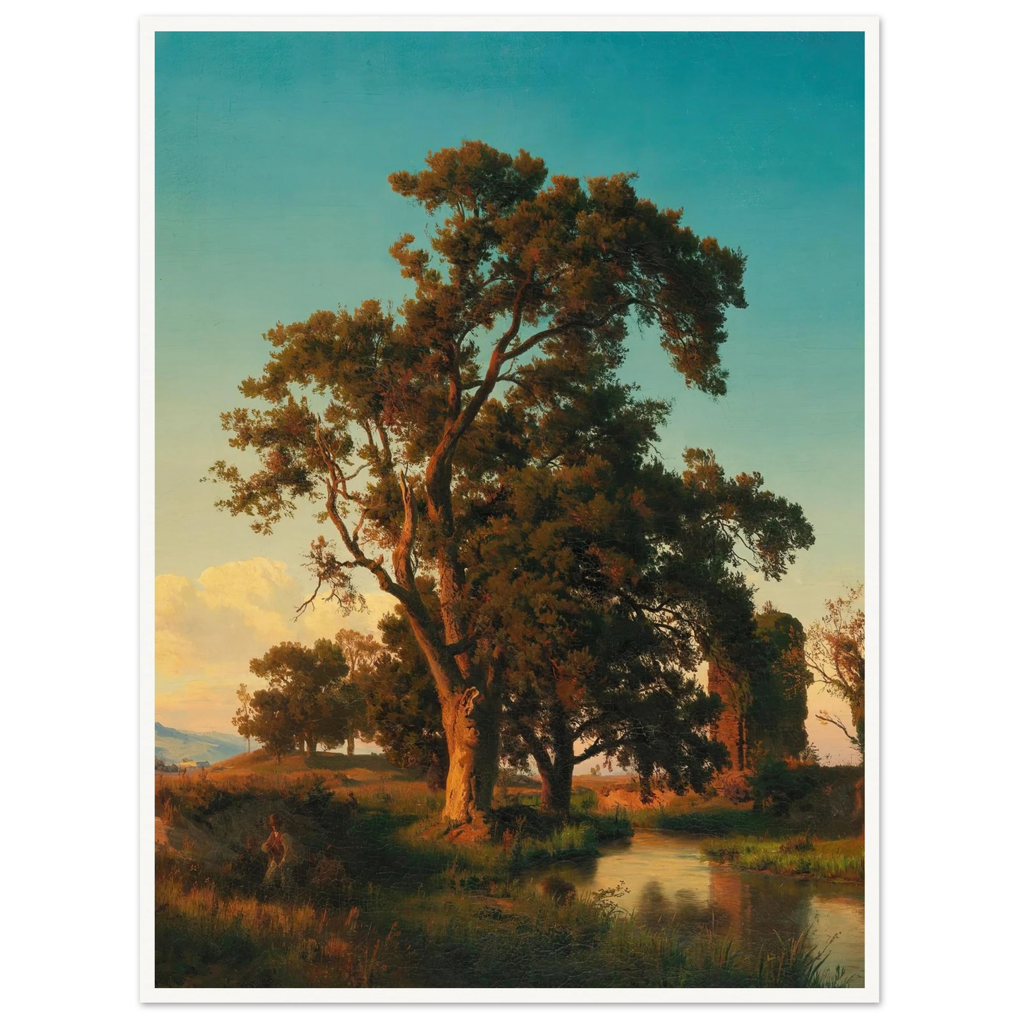 A majestic tree in the evening light Art Print | Oswald Achenbach-Quipham Collections