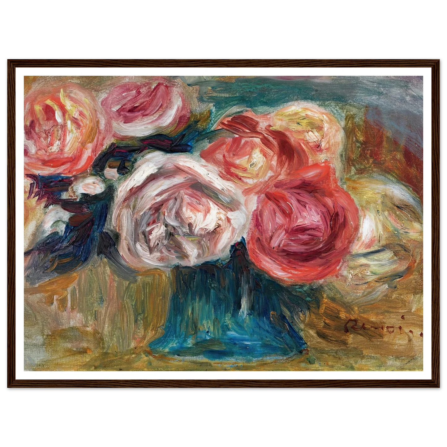 Bouquet De Roses Dans Un Vase Art Print | Pierre Auguste Renoir-Quipham Collections