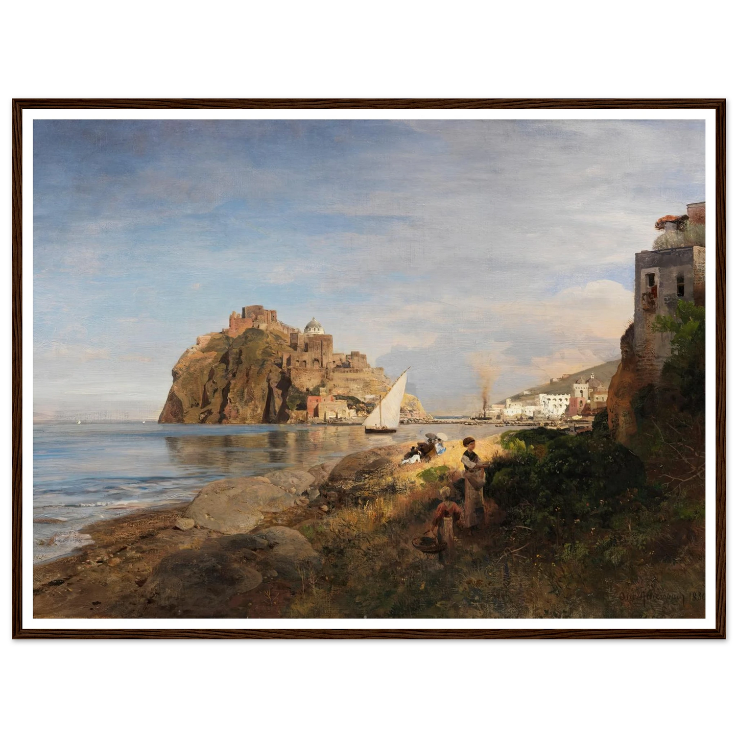Ischia mit Blick auf das Castello Aragonese (1880) Art Print | Oswald Achenbach-Quipham Collections