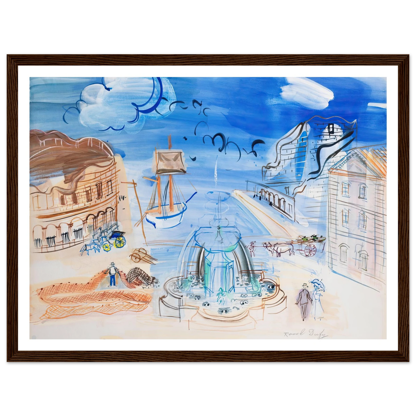 Composition au port et à la fontaine (circa 1950) Art Print | Raoul Dufy-Quipham Collections