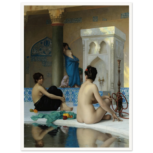 After the Bath (19th century) Art Print | Jean Leon Gerome - Framed Poster - 30x40 cm / 12x16″ - Black frame