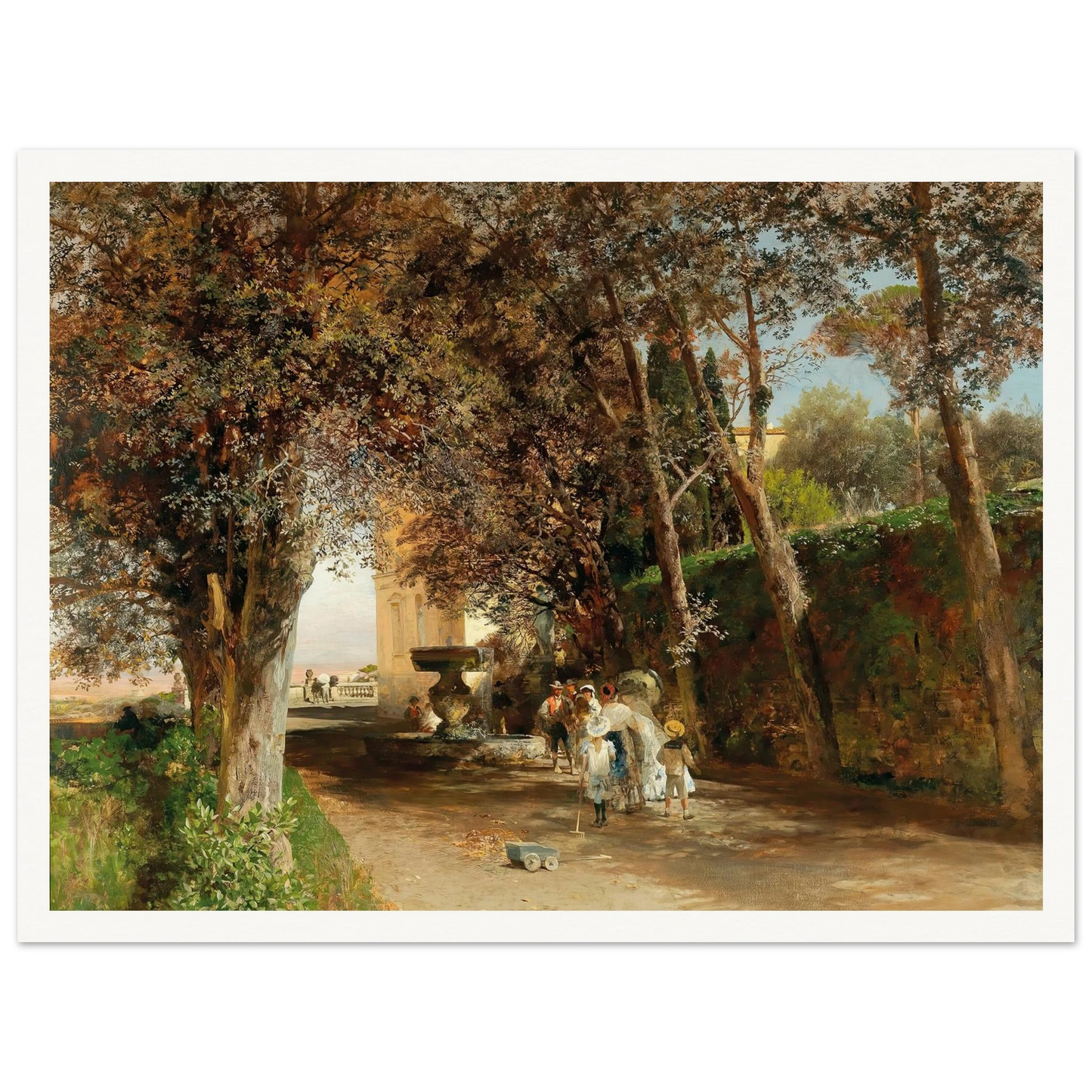 Afternoon in the park of Villa Torlonia in Frascati (1889) Art Print | Oswald Achenbach - Framed Poster - 30x40 cm / 12x16″ - Black frame