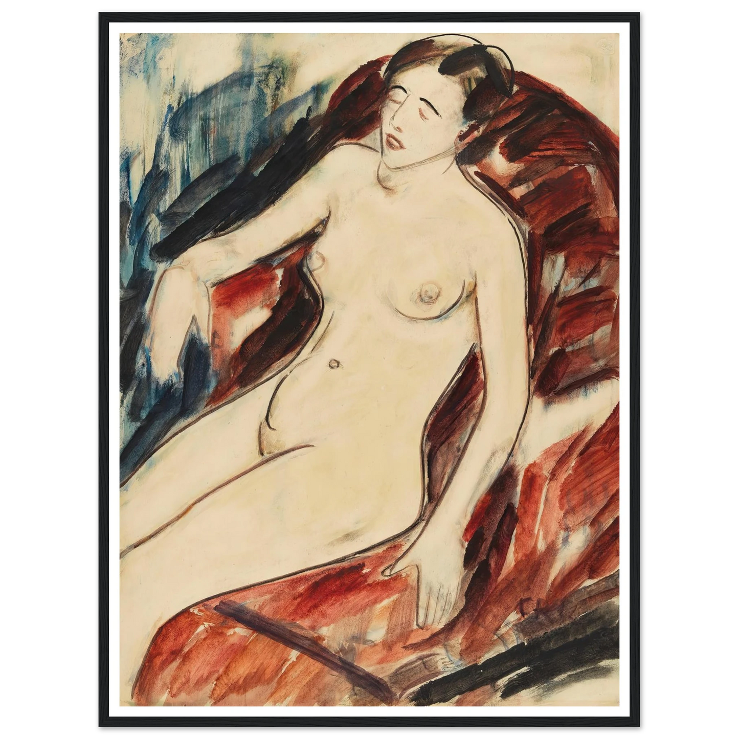 Akt (1922) Art Print | Christian Rohlfs - Framed Poster - 30x40 cm / 12x16″ - Black frame