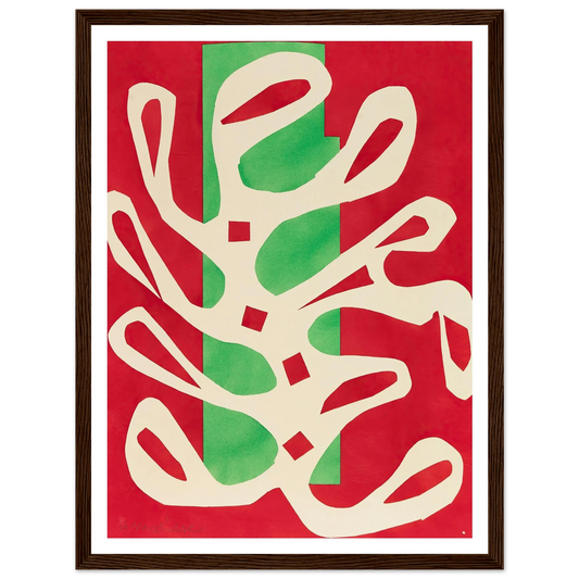 Algue blanche sur fond rouge et vert (1947) Art Print | Henri Matisse - Framed Poster - 30x40 cm / 12x16″ - Black frame