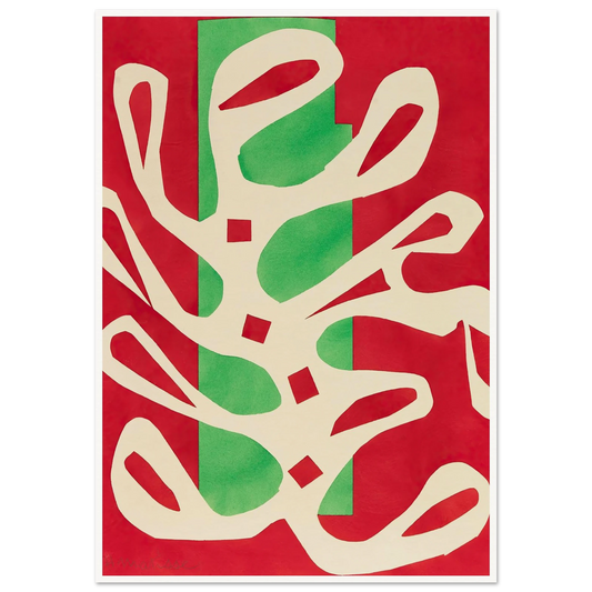 Algue blanche sur fond rouge et vert (1947) Art Print | Henri Matisse - Framed Poster - 30x40 cm / 12x16″ - Black frame
