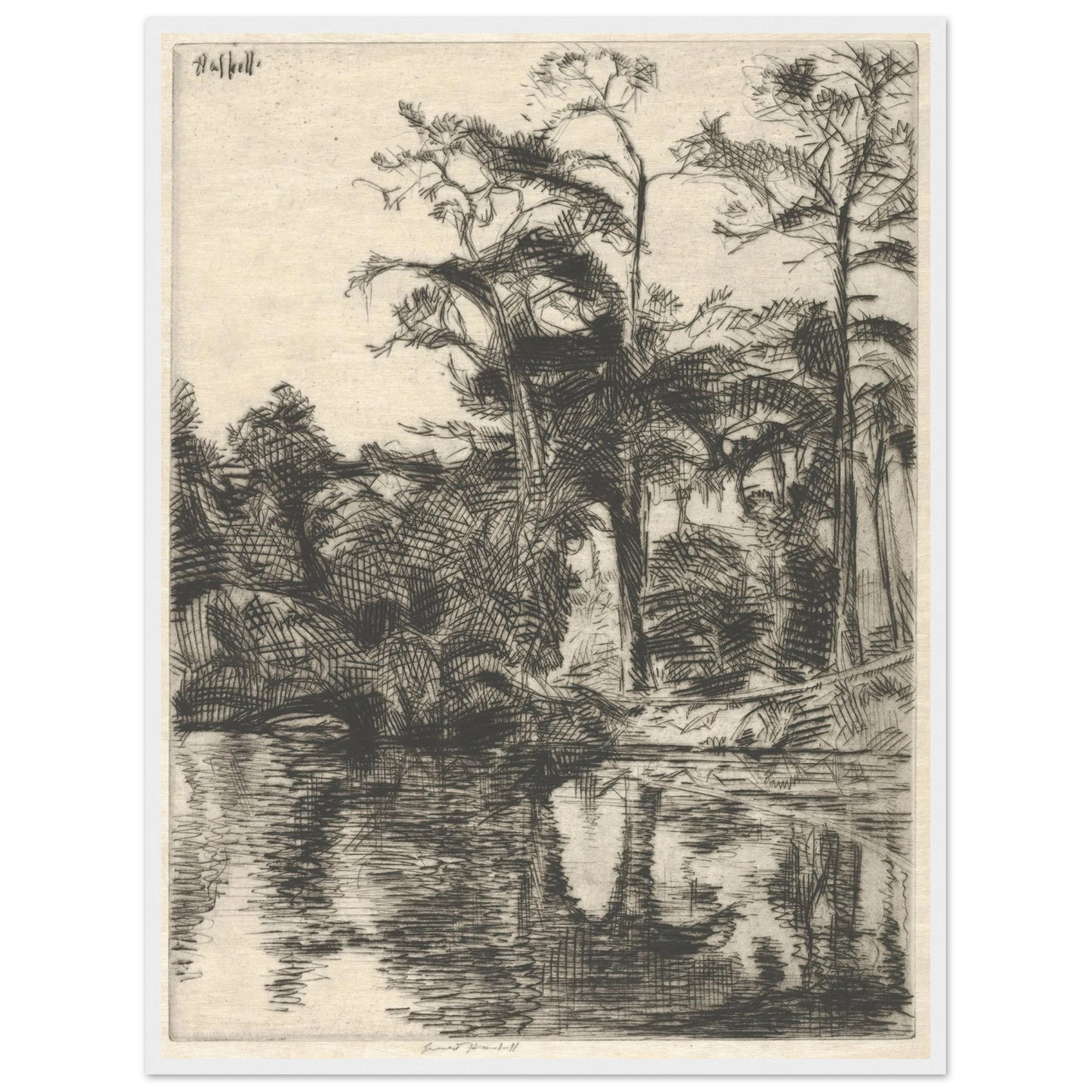 Alligator Pool (1914) Art Print | Ernest Haskell - Framed Poster - 30x40 cm / 12x16″ - Black frame