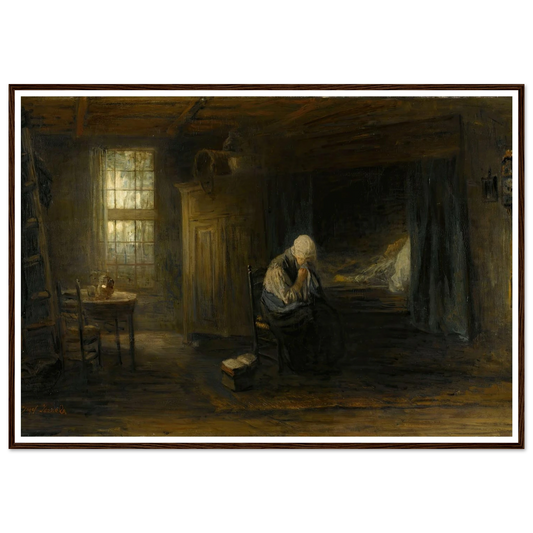 ‘Alone in the World’ (1878) Art Print | Jozef Israels - Framed Poster - 70x100 cm / 28x40″ - Black frame