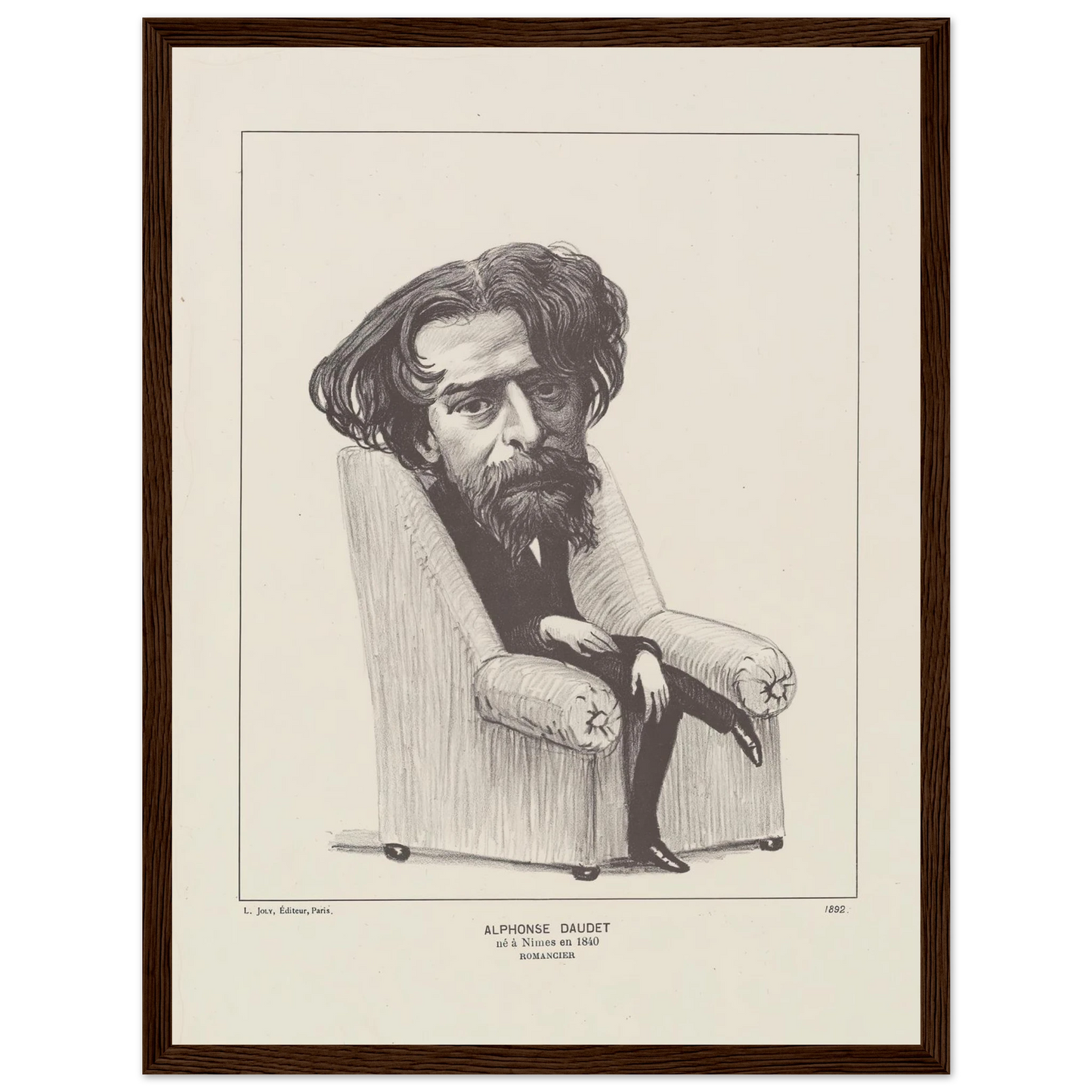 Alphonse Daudet (1892) Art Print | Felix Vallotton - Framed Poster - 30x40 cm / 12x16″ - Black frame