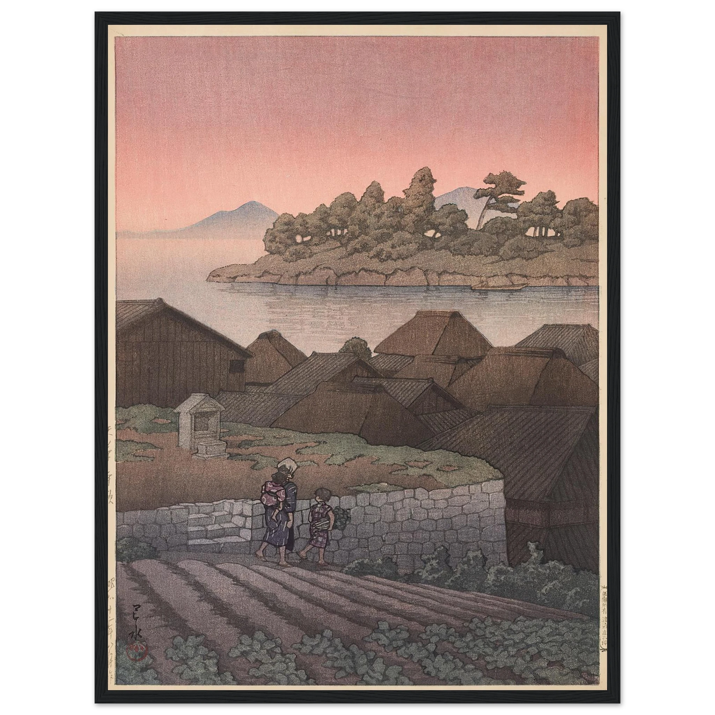 Amakusa Honryo (1937) Art Print | Kawase Hasui - Framed Poster - 30x40 cm / 12x16″ - Black frame
