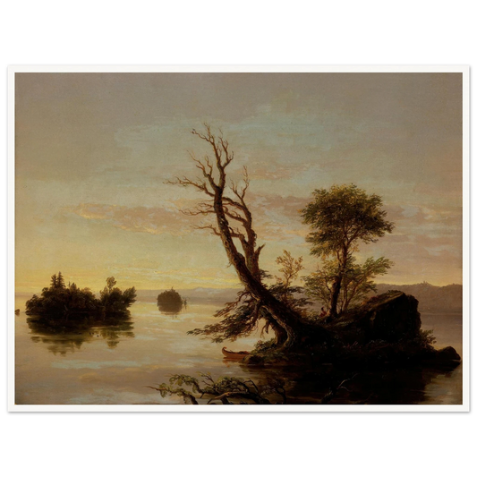 American Lake Scene (1844) Art Print | Thomas Cole - Framed Poster - 30x40 cm / 12x16″ - Black frame