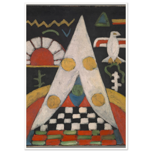 An Abstract Arrangement of American Indian Symbols (1914-1915) Art Print | Marsden Hartley - Framed Poster - 30x40 cm / 12x16″ - Black frame