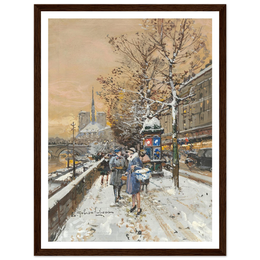 An assignation along the Seine Art Print | Eugene Galien Laloue - Framed Poster - 30x40 cm / 12x16″ - Black frame
