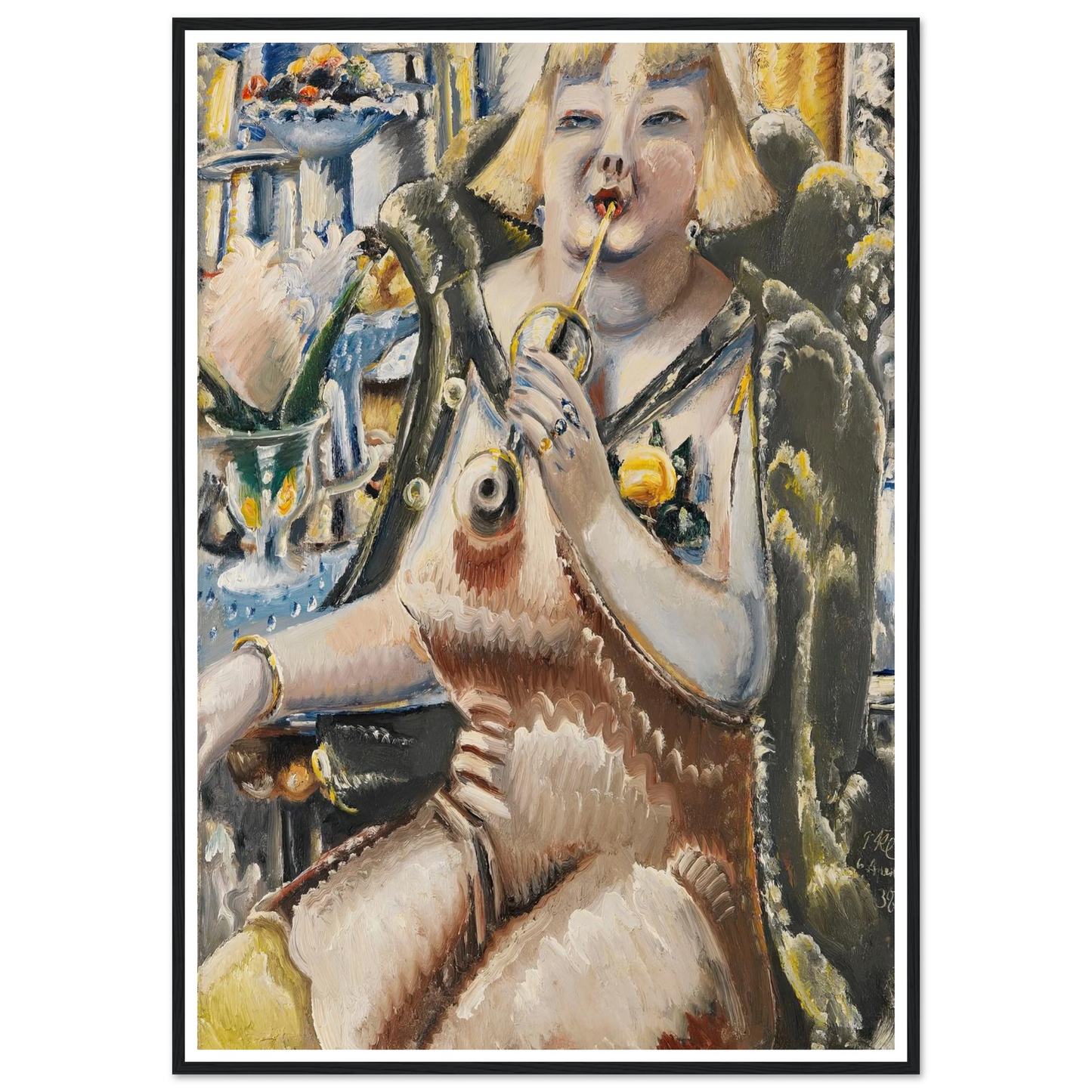 An der Bar (The Star at the Show) (1938) Art Print | Paul Kleinschmidt - Framed Poster - 30x40 cm / 12x16″ - Black frame