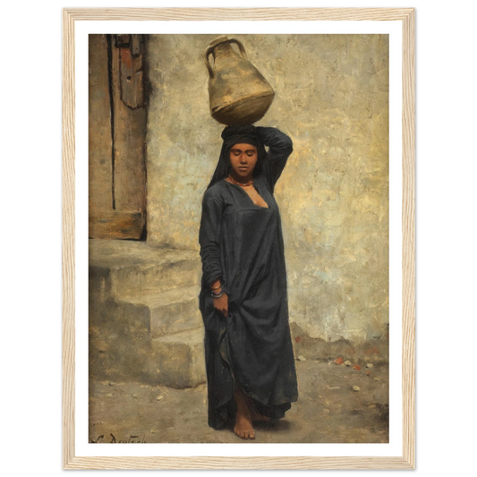 An Egyptian water carrier Art Print | Ludwig Deutsch - Framed Poster - 30x40 cm / 12x16″ - Black frame