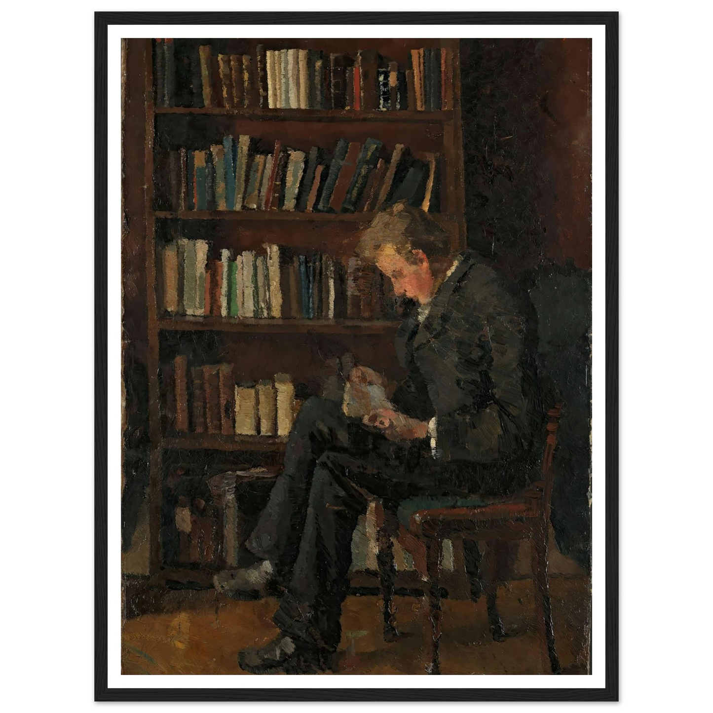 Andreas Reading (1882–1883) Art Print | Edvard Munch - Framed Poster - 30x40 cm / 12x16″ - Black frame