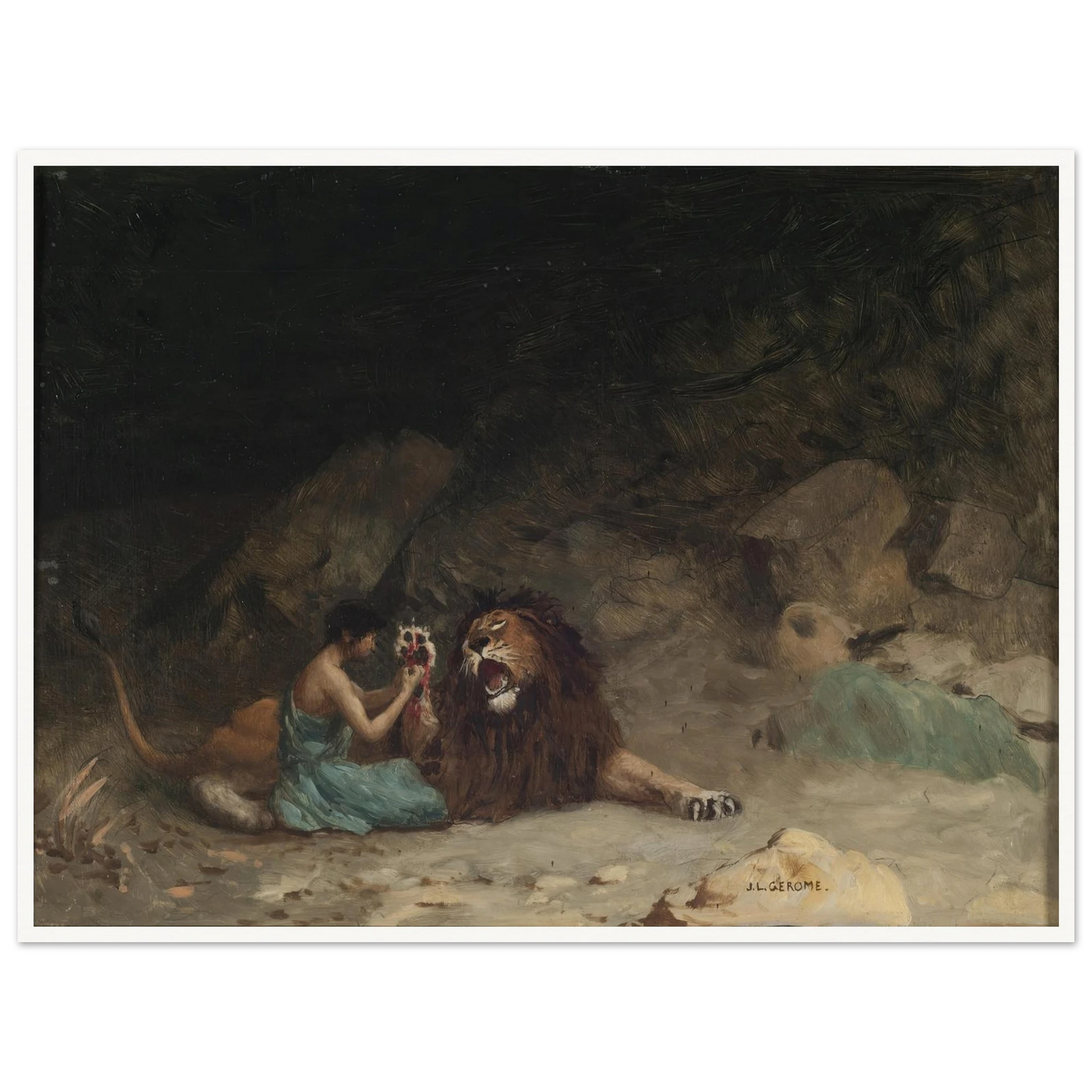Androcles (circa 1902) Art Print | Jean Leon Gerome - Framed Poster - 30x40 cm / 12x16″ - Black frame