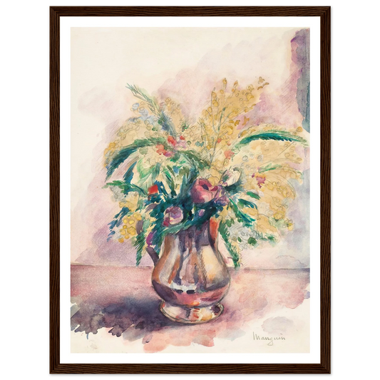Anémones et mimosas (1943) Art Print | Henri Manguin - Framed Poster - 30x40 cm / 12x16″ - Black frame