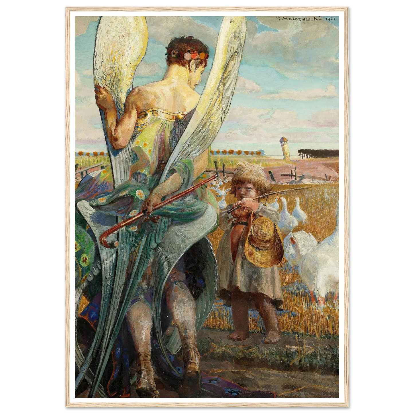 Angel, I shall follow thee (1901) Art Print | Jacek Malczewski - Framed Poster - 30x40 cm / 12x16″ - Black frame