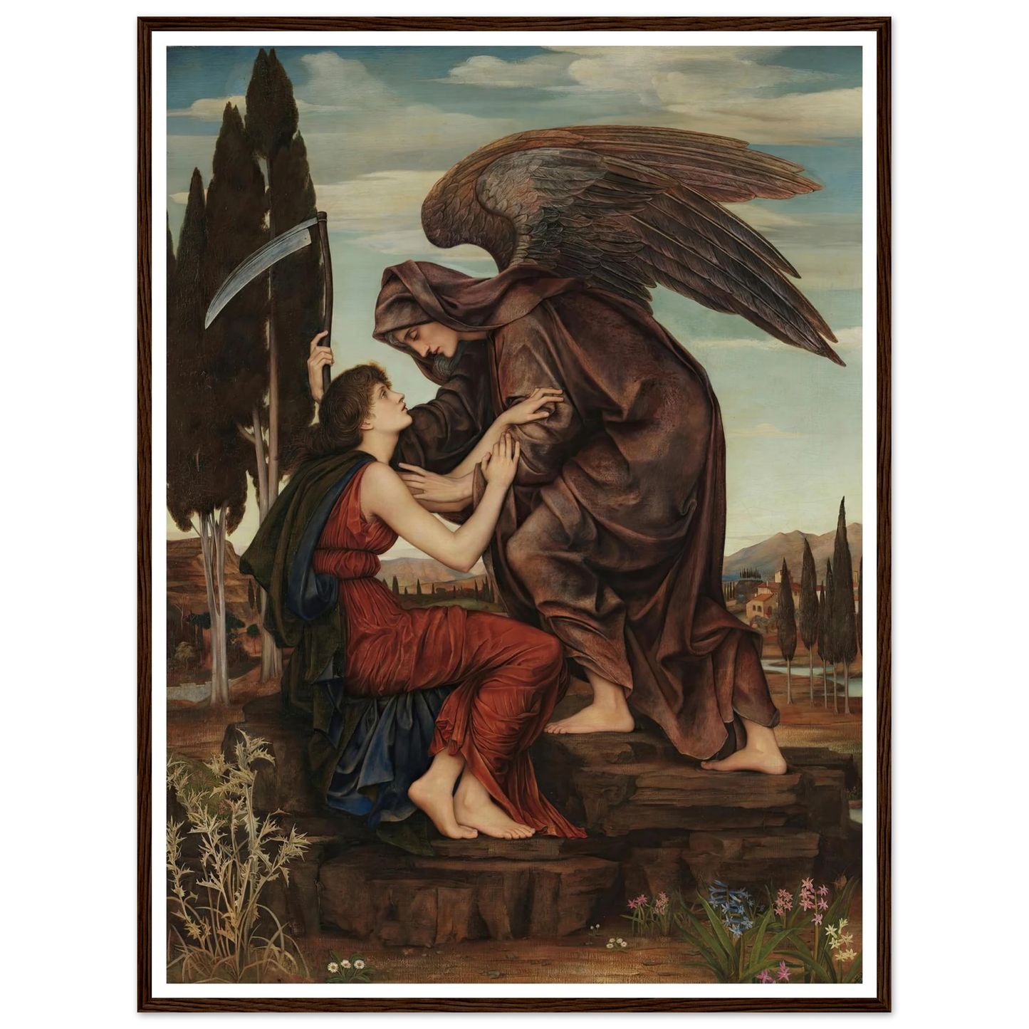 Angel of death (1881) Art Print | Evelyn de Morgan - Framed Poster - 30x40 cm / 12x16″ - Black frame