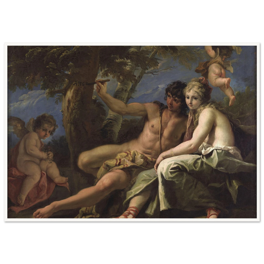 Angelica and Medoro (circa 1716) Art Print | Sebastiano Ricci - Framed Poster - 30x40 cm / 12x16″ - Black frame