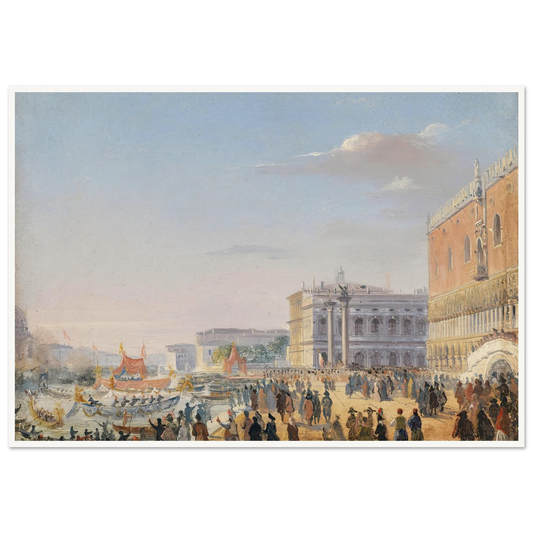 Ankunft Franz Joseph und Elisabeth in Venedig Art Print | Ippolito Caffi - Framed Poster - 30x40 cm / 12x16″ - Black frame
